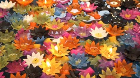 Flower candles on water. Stock Footage 60745936