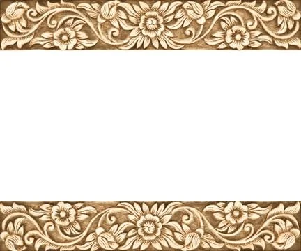Flower carved frame Stock Photos