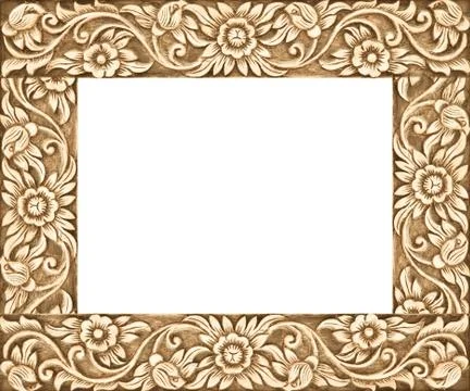 Flower carved frame Stock Photos