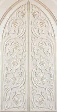 Flower carved on wood Stock Photos