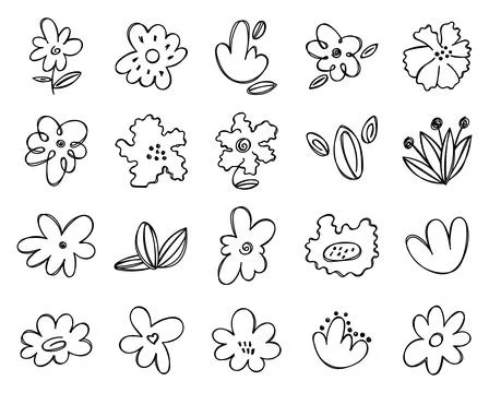 Flower chamomile doodle set Stock Illustration