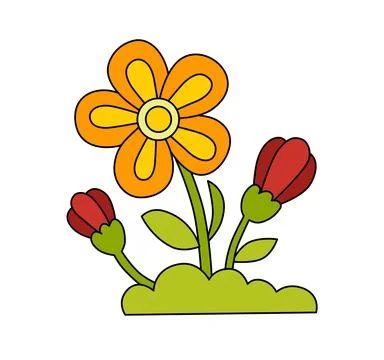 Flower Children vector Doodle Template for Books Stock Illustration