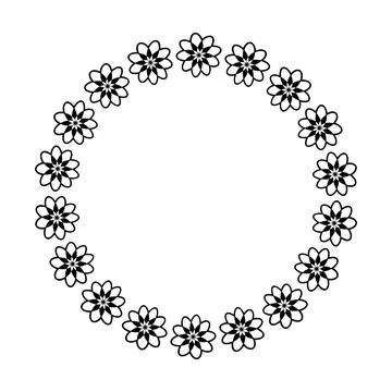 Flower circle border design rounded floral frame ring for decoration Stock Illustration