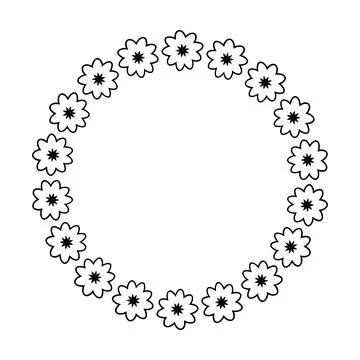 Flower circle border design rounded floral frame ring for decoration Illustrazione stock