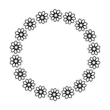 Flower circle border design rounded floral frame ring for decoration 스톡 일러스트