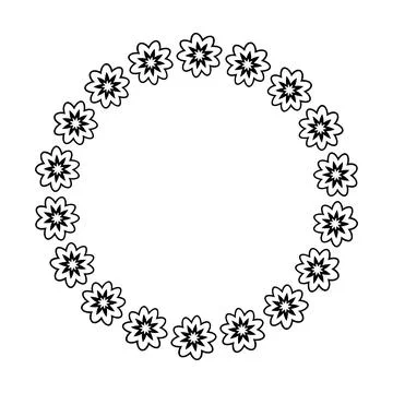 Flower circle border design rounded floral frame ring for decoration Stock Illustration