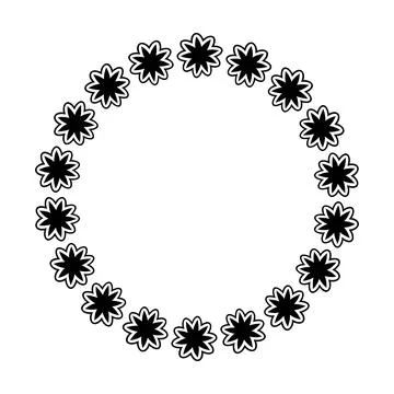 Flower circle border design rounded floral frame ring for decoration Stock Illustration