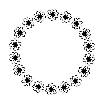 Flower circle border design rounded floral frame ring for decoration Illustrazione stock