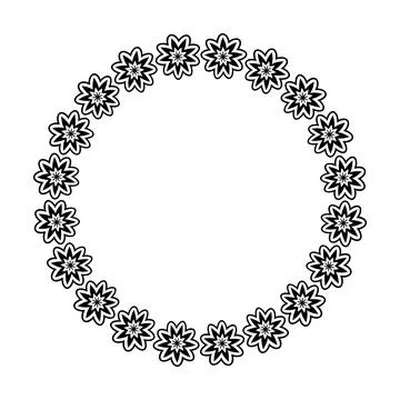 Flower circle border design rounded floral frame ring for decoration Illustrazione stock