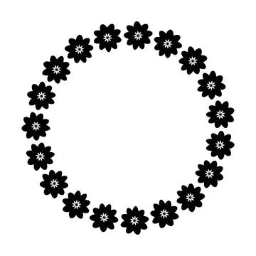 Flower circle border design rounded floral frame ring for decoration Illustrazione stock