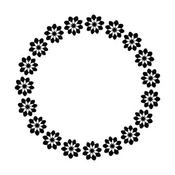 Flower circle border design rounded floral frame ring for decoration Stock Illustration