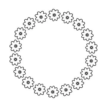 Flower circle border design rounded floral frame ring for decoration Stock Illustration