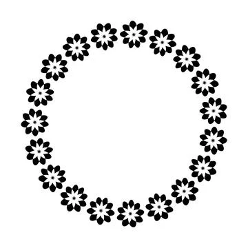 Flower circle border design rounded floral frame ring for decoration Stock Illustration
