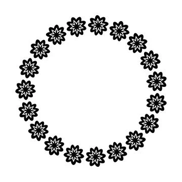 Flower circle border design rounded floral frame ring for decoration Illustrazione stock