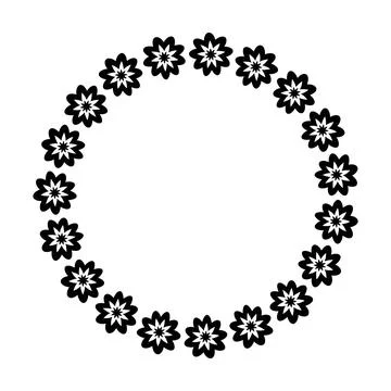 Flower circle border design rounded floral frame ring for decoration Illustrazione stock