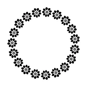 Flower circle border design rounded floral frame ring for decoration Stock Illustration