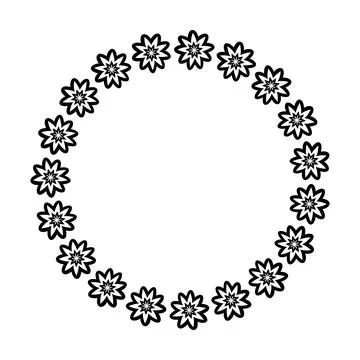 Flower circle border design rounded floral frame ring for decoration Illustrazione stock