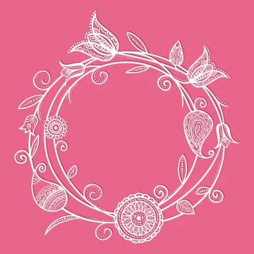 Flower circle doodle Stock Illustration