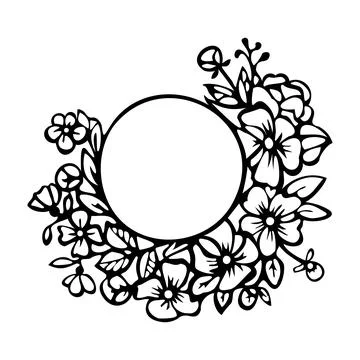 Flower circle frame wreath for card or invite Stock Illustration