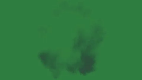 Flower on circle made of smoke cloud black cat an apple logo isolated on green Stock Footage 336955485