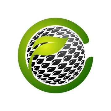 Flower circle shape abstract Logo design vector template. Green Eco Natural L Illustrazione stock