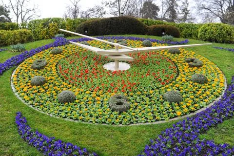 Flower clock in Geneva Stock Photos