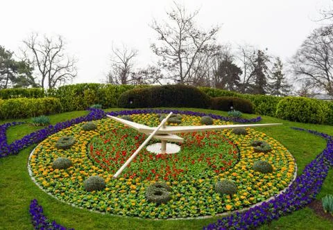 Flower clock in Geneva Stock Photos