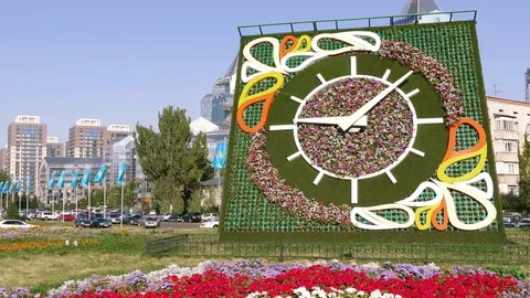 Flower Clock Minute Almaty Time Lapse 4K Stock Footage 69078656