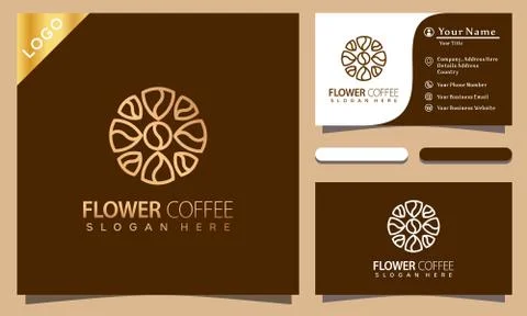 Flower Coffee logo design vector illustration, minimalist elegant, modern com Ilustração Stock
