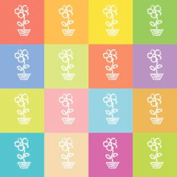 Flower in colored tile Stock Illustration