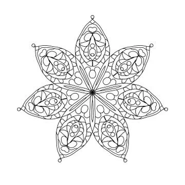 Flower coloring mandala with a symmetrical pattern. antistress coloring page Stock Illustration