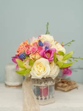 Flower composition with roses Stock Photos