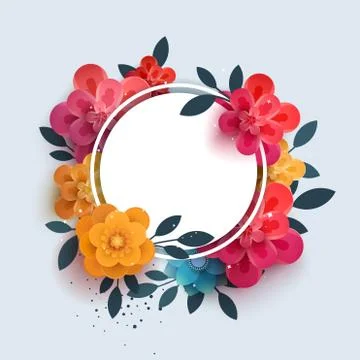 Flower composition with the text in a circle. Stock Illustration