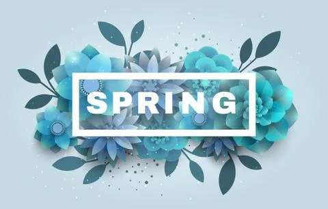 Flower composition with the text of the spring. Stock Illustration