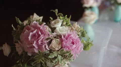 Flower compositions at the wedding Stock Footage 60958334