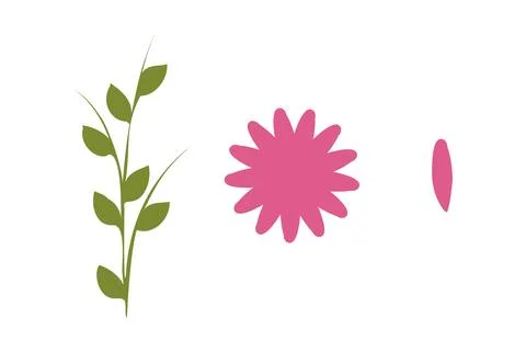 Flower constructor kit elements for digital creation Illustrazione stock