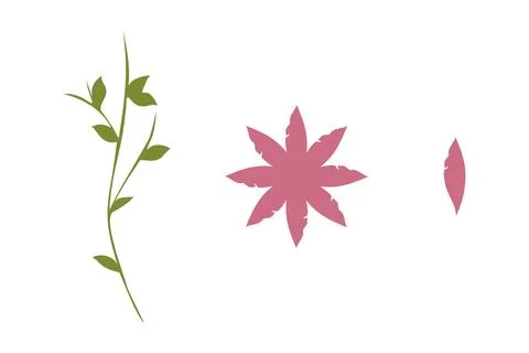 Flower constructor kit elements isolated on a clean white background Stock Illustration