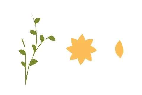 Flower constructor kit parts on a white background Stock Illustration