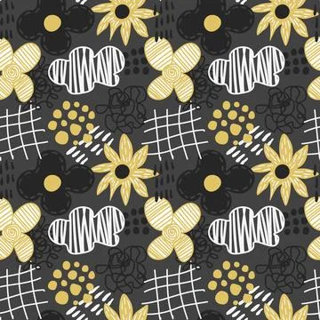 Flower contemporary abstract seamless pattern Stock Illustration