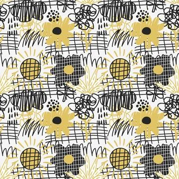 Flower contemporary abstract seamless pattern Stock Illustration