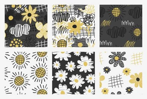 Flower contemporary abstract seamless pattern Stock Illustration