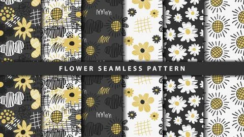Flower contemporary abstract seamless pattern Stock Illustration