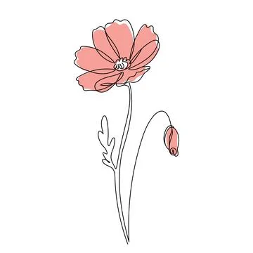Flower in continuous line drawing style. Floral concept line art. Hand draw.. Stock Illustration