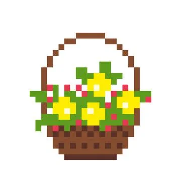 Flower cross stitch pattern. Pixel flower image. Vector illustration. Stock Illustration