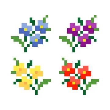 Flower cross stitch pattern. Pixel flower image. Vector illustration. 스톡 일러스트