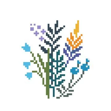 Flower cross stitch pattern. Pixel flower image. Vector illustration. 스톡 일러스트
