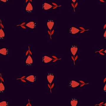 Flower cute seamless pattern. Hand drawn field background. Stock Illustration