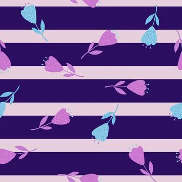 Flower cute seamless pattern. Hand drawn field background. Stock Illustration