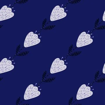 Flower cute seamless pattern. Hand drawn field background. Stock Illustration