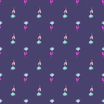 Flower cute seamless pattern. Hand drawn field background. Illustrazione stock